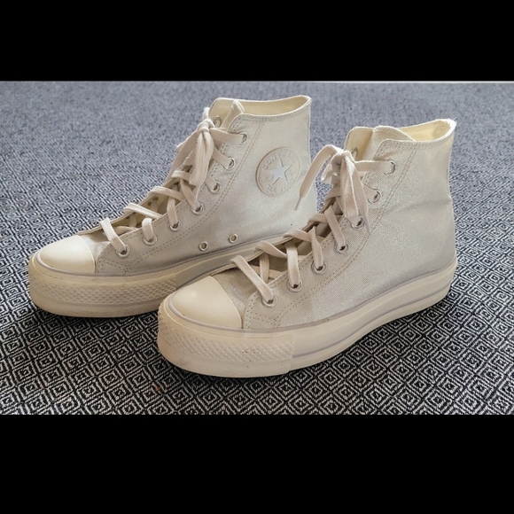 Converse Shoes - Converse All Star High Top,Platform Shimmering Silver women's shoes- size 8.5